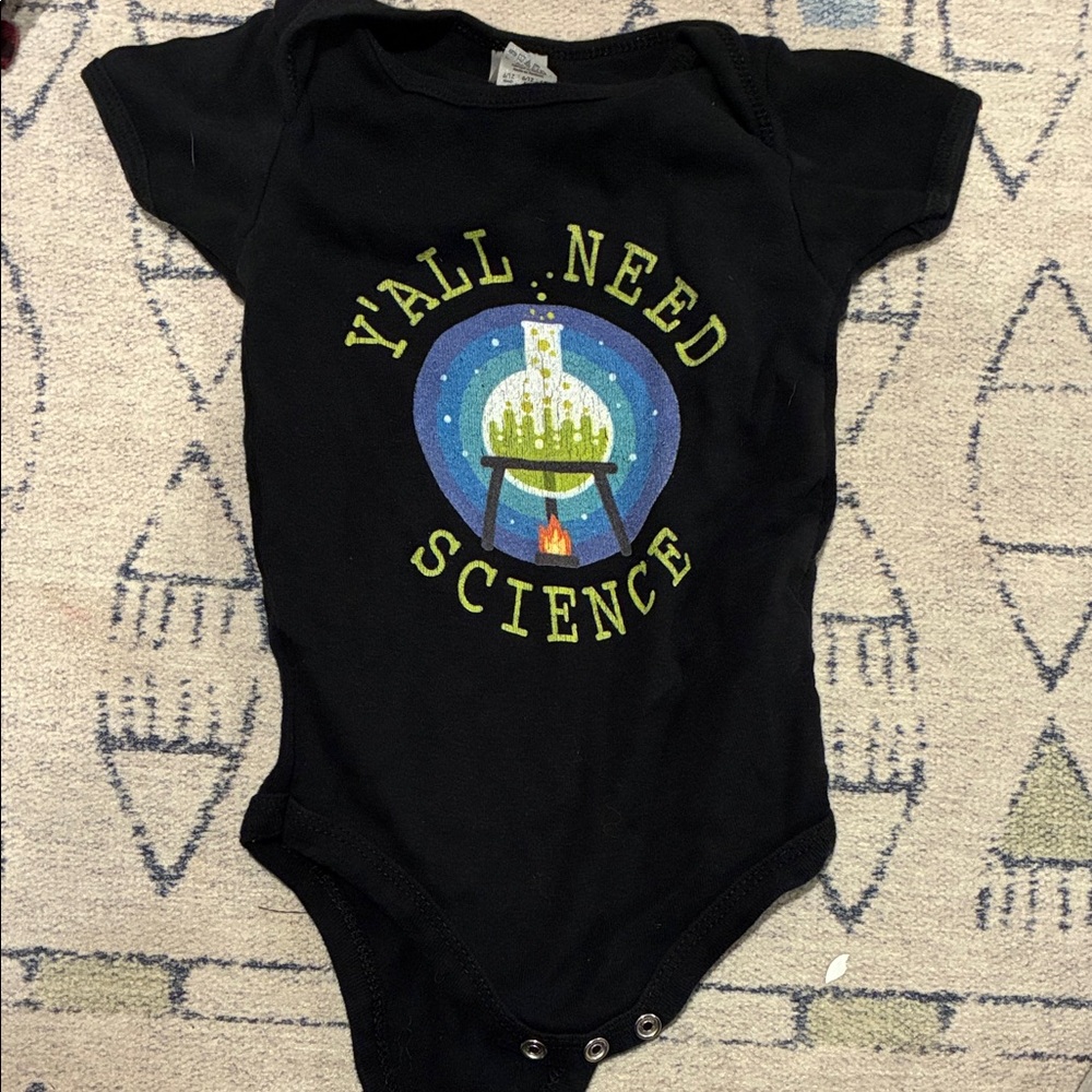 Gildan Black Baby Bodysuit with Green & Blue Science Graphic